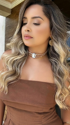 CHOKER OLOGRÁFICA ( TRANSPARÊNCIA NA COR MARROM )