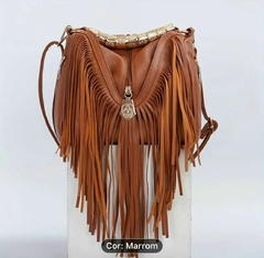 BOLSA MARROM FRANJA