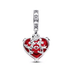 Charm colgante de cristal Murano rojo Beso de Mickey y Minnie Mouse - comprar en línea