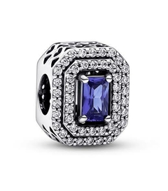 Charm poligonal en plata con cristales Mujer