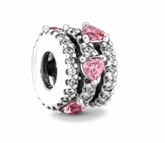 Charm Corazones Rosa Con Diamantes