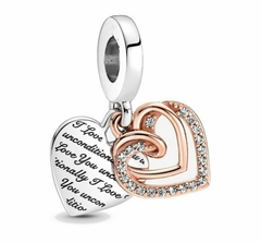 Charms Corazones Oro Rosa Con Diamantes