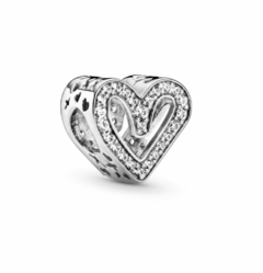 Charm Corazón Plateado Con Diamantes