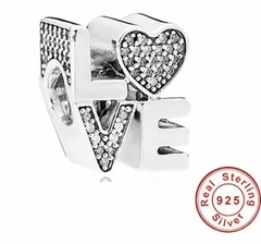 Charm Letras LOVE Corazón Con Diamantes