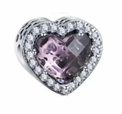 Charm Corazón Diamante Morado
