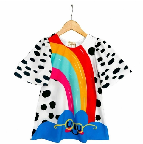 Vestido Lúdico Arco iris com Poá