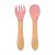 Kit Talheres Silicone e Bambu – Rosa e Azul