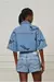 Camisa Jeans Cropped Manga Curta Bordado - comprar online