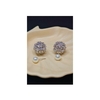 Brinco ear Jacket com pérola e zircônias em banho de ródio branco (semi-jóia)
