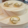 Conjunto de brinco e anel prego banhado a ouro 18k com zircônias