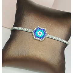 Pulseira Miyuki Olho grego Tear Prata