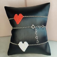 Pulseira Miyuki Coração Corrente Prata na internet