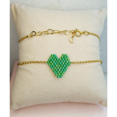 Pulseira Miyuki Coração Corrente Ouro na internet