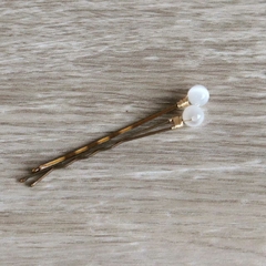 Hairpin Selenita Branca (Cristal em esfera de 8mm) - Abuelitas Cristais