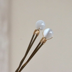 Hairpin Selenita Branca (Cristal em esfera de 8mm)