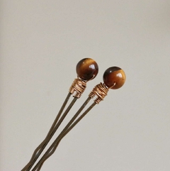 Hairpin Olho de Tigre (Cristal em esfera de 8mm)