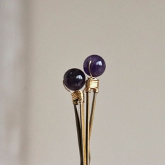 Hairpin Ametista (Cristal em esfera de 8mm) - Abuelitas Cristais