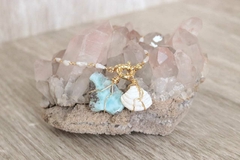 Colar Fluir com a Larimar e Água Marinha - comprar online