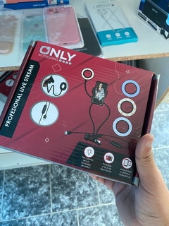 Aro de luz de escritorio con soporte para celular