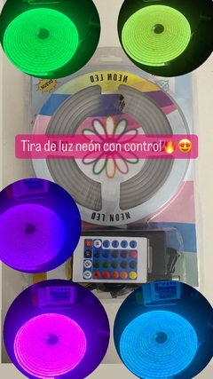 Tira luz neón 5mts con control y enchufe - comprar online