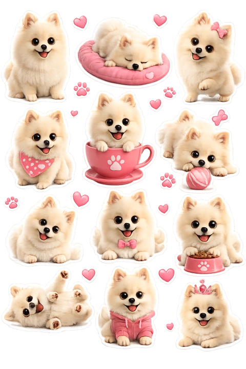 Adesivos decorativos de cachorrinhos Lulu - comprar online