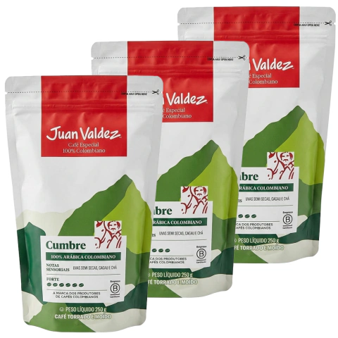 Café Moído Colombiano Juan Valdez Cumbre 3 Pacotes De 250g