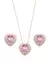 Conjunto Maxi Coração cravejado zircônia rosa banhado em ouro 18k