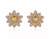 Brinco Flor Peônia cravejado com zirconias e pedra central em coração banhado em ouro 18k - comprar online