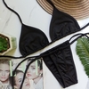 Biquíni Cortininha com calcinha fio de amarrar Preto