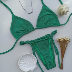 Biquíni Cortininha com calcinha fio de amarrar Verde - comprar online