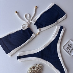 Conjunto tomora que caia Saint Tropez Marinho com tiras off - comprar online