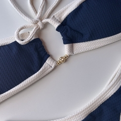 Conjunto tomora que caia Saint Tropez Marinho com tiras off na internet