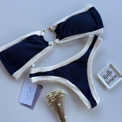 Conjunto tomara que caia Saint Tropez Marinho com Off de argola na internet