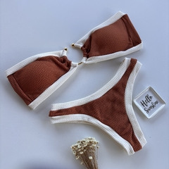 Conjunto tomara que caia Saint Tropez Conhaque com Off de argola - comprar online