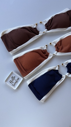 Conjunto tomara que caia Saint Tropez Conhaque com Off de argola na internet