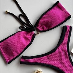 Conjunto tomara que caia Saint Tropez Rosa com preto - comprar online