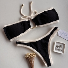Conjunto tomara que caia Saint Tropez Preto com Off - South Lake Beachwear