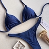Conjunto de biquíni Cortininha com Bojo Azul Marinho - comprar online