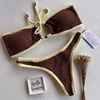 Conjunto tomara que caia Saint Tropez Marrom com Amarelo - comprar online