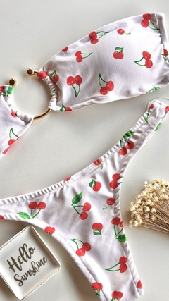 Conjunto tomara que caia Saint Tropez Cereja de argola na internet