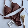Conjunto de biquíni Cortininha com Bojo Marrom Trilobal - comprar online