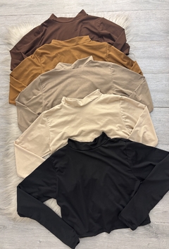 CROPPED GOLA ALTA MICROFIBRA MANGA LONGA - loja online