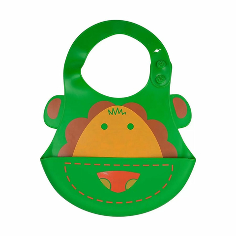 Babador Silicone Pega Migalhas Leão Verde - Kababy