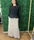 Saia longa Cordão de regulagem na Cintura texturizada. - Thaís Boutique | Moda Feminina