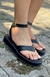 Sandália Flatform Confort Dedo Chinelo Fivela L2721 - Preto