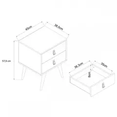 Mesa de Cabeceira Amber 2 Gavetas Savana Alecrim na internet