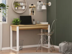 Escrivaninha para Escritório 120 cm 1 Gaveta Taurus Freijó/Branco