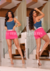 Short Saia Jeans Feminino Colors Collection - Pink - comprar online