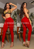 Calça Jeans Feminina Cós Elastico Colors Collection - Vermelha - loja online