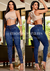 Calça Jeans Feminina Cós Elastico Modela Bumbum Com Strass - C525-02